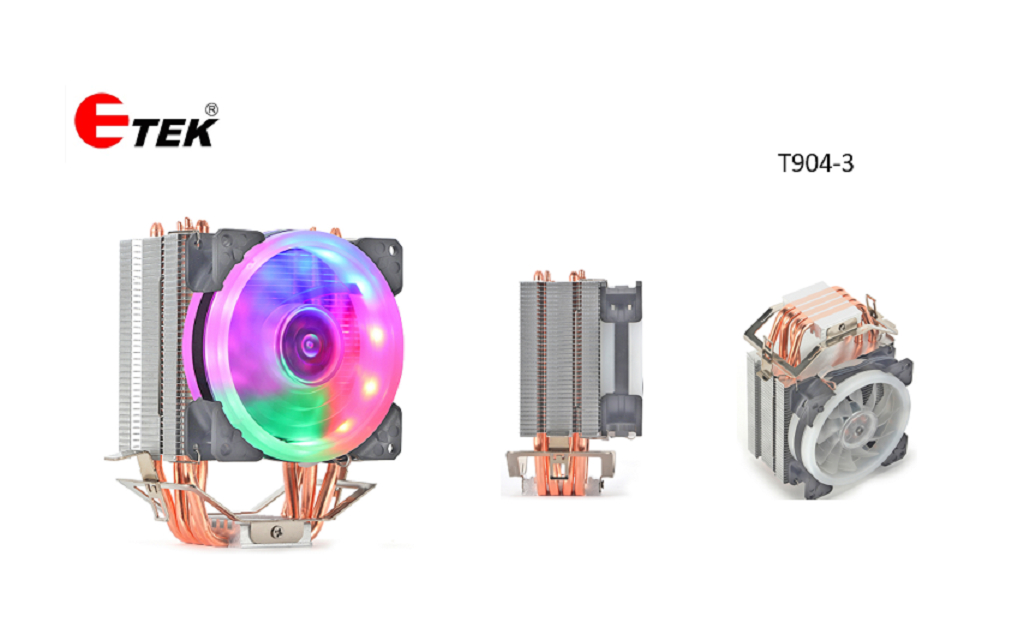 ETEK 4-Heatpipe CPU Cooler, Ventilateur 92 mm, RVB fixe, Rage hydraulique, idéal pour les PC à petit facteur de forme
