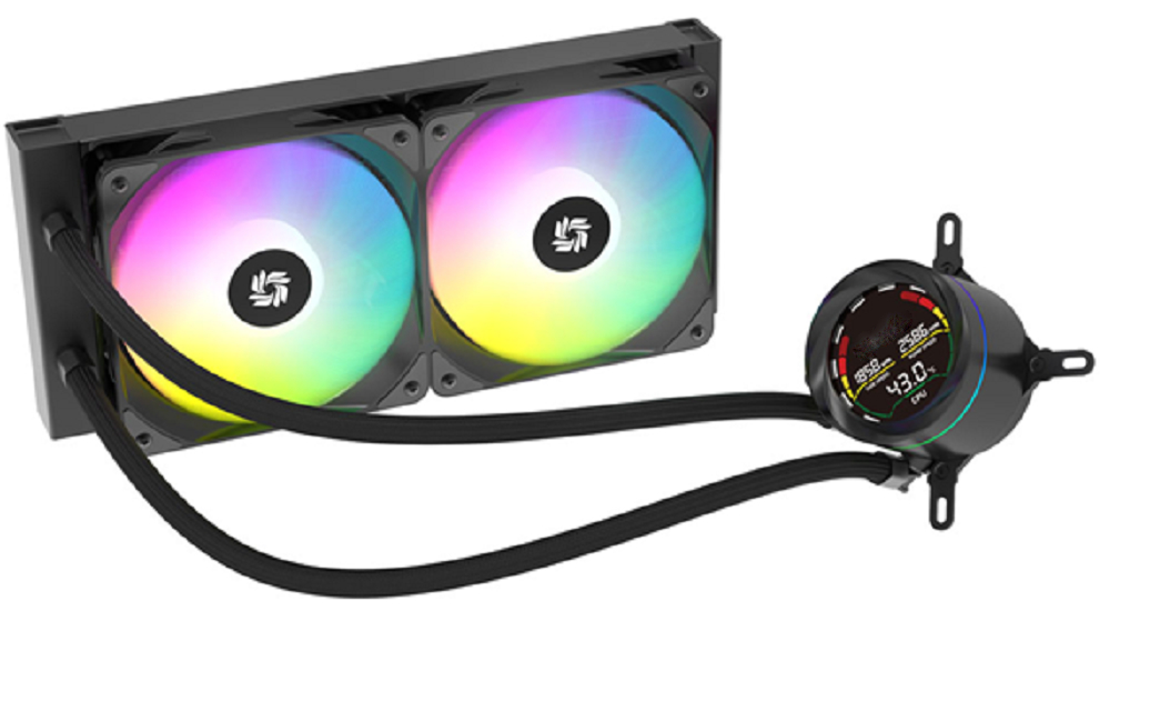 ETEK 240mm ARGB AIO Liquid CPU Cooler,270W TDP, affichage numérique de segment + bloc d'eau ARGB, ventilateurs PWM,pour les marques de PC de jeu