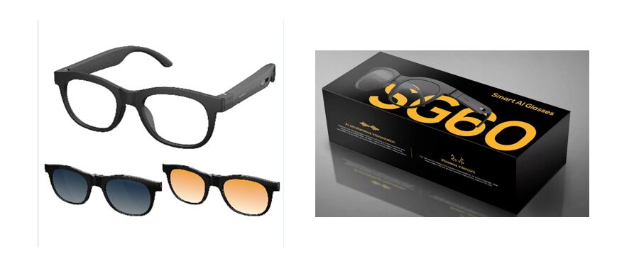 Des lunettes audio intelligentes avec traduction en temps réel et interphone, deux microphones en silicium, charge magnétique, batterie de 80 mAh * 2