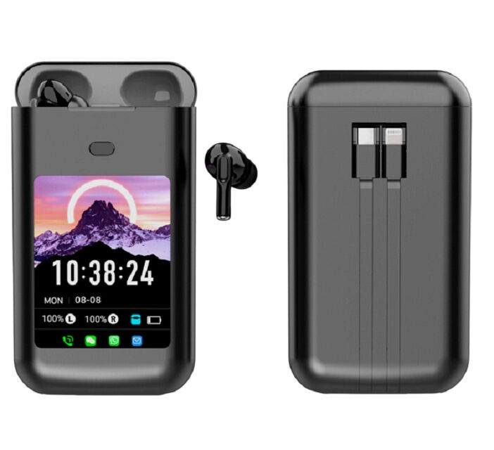 Des écouteurs TWS intelligents avec un boîtier de charge de 5000 mAh, Bluetooth 5.4, Annulation du bruit ENC, alertes de messages multi-applications (WeChat/WhatsApp/FB)