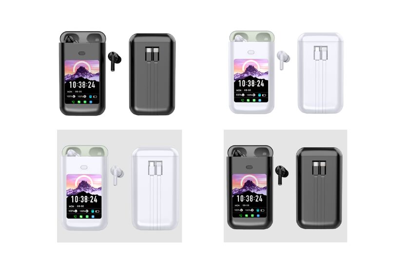 Des écouteurs TWS intelligents avec un boîtier de charge de 5000 mAh, Bluetooth 5.4, Annulation du bruit ENC, alertes de messages multi-applications (WeChat/WhatsApp/FB)