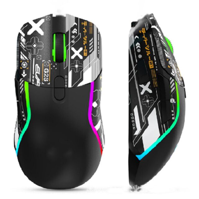 Mouse de jeu RGB sans fil à double mode,2.4G + Bluetooth, 3200 DPI, 8 boutons, batterie de 600 mAh, rechargeable de type C, ABS, Impression au laser