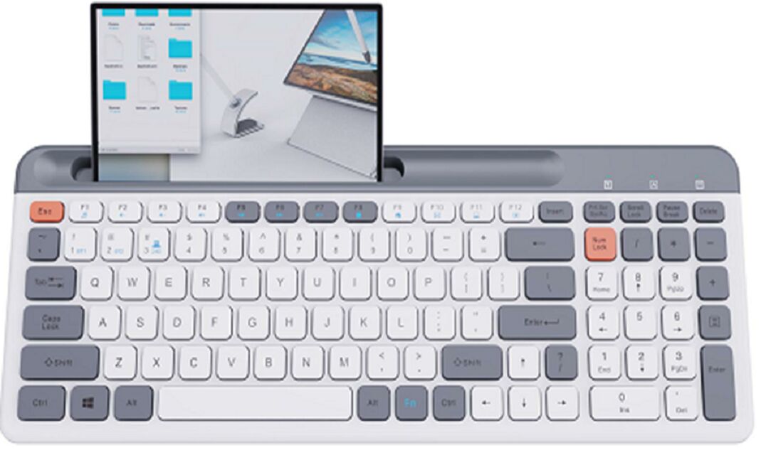 Tri-Mode Wireless Office Keyboard,ABS Full Housing, Silver Paste Membrane, 2.4G+Bluetooth+USB, 381*145*25.5mm, 370g