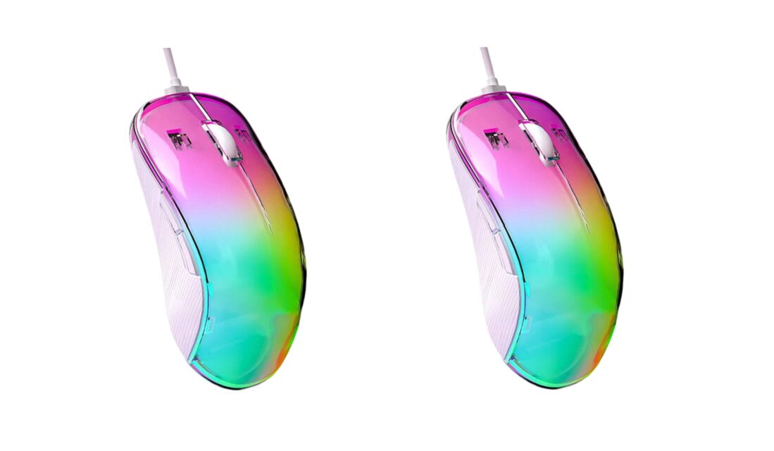 Souris de jeu RGB Crystal, 7200 DPI, 7 touches macro, 10 millions de clics, coque transparente, 13 modes d'éclairage
