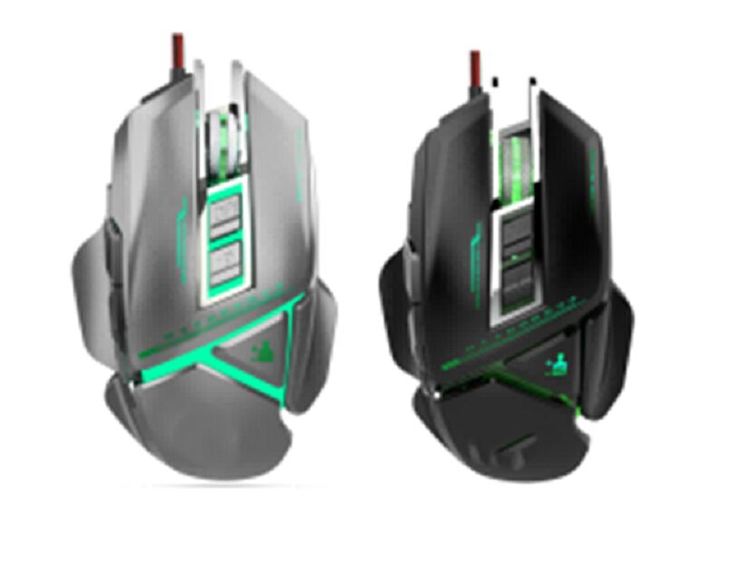 Souris de jeu filaire avec ventilateur réglable, capteur 3050IC, 8 boutons, 3200 DPI, durée de cliquer de 20 M, noir / pistolet