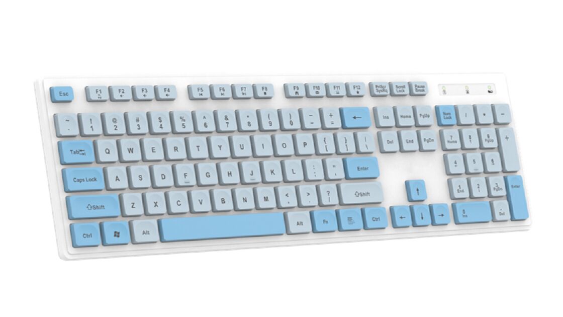 Clavier à membrane de bureau, puce HiTrend, ABS 475, 2.4G, filaire 1,5M en option, Noir/Bleu/Rose