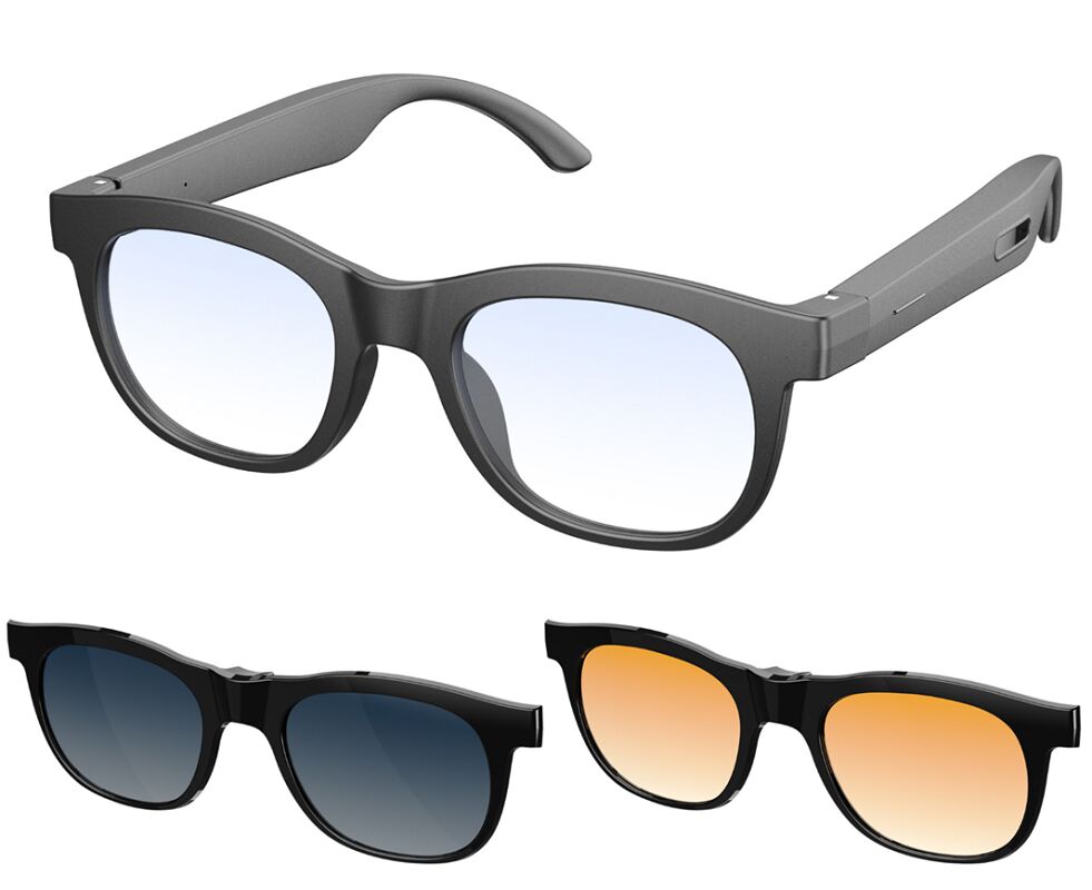 Des lunettes de soleil Bluetooth, 40g de poids léger, microphone MEMS pour l'enregistrement des réunions, charge magnétique, audio à oreille ouverte