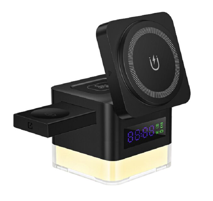 Chargeur sans fil 3-en-1 pour Apple, ports USB PD+QC doubles, affichage de l'alimentation, prend en charge une entrée de 45W pour une charge stable de plusieurs appareils