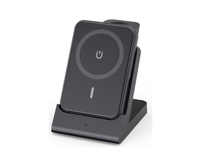 Batterie externe à induction, 5000mAh, 3-en-1 pour téléphone/montre/écouteurs, 15W Qi, pour voyages, bureau ou cadeaux