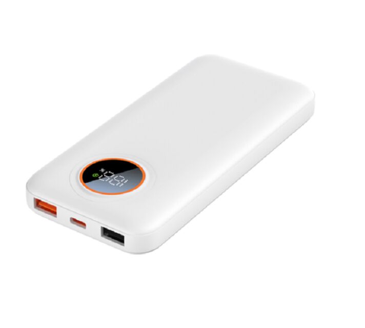 Batterie externe 10000mAh PD 22.5W, Type-C Entrée/Sortie, USB-A, Cellule de Grade A, Noir/Blanc, avec câble de charge rapide