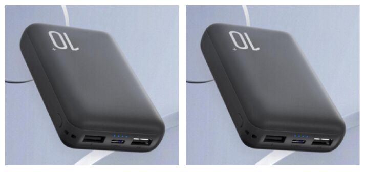 Batterie externe double cellule 10000mAh, Li-Po de qualité A, Sortie 10W, Entrée Type-C + Micro USB, Noir/Blanc