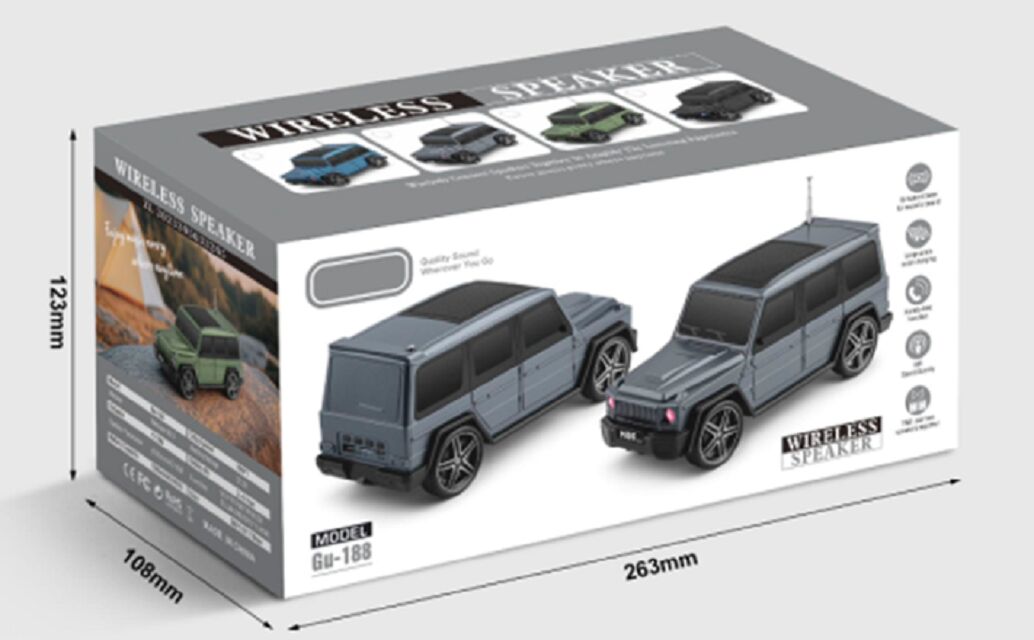 haut-parleur Bluetooth solaire en forme de voiture, JL 5.3, 10W, 1200mAh, ABS + Iron Mesh, 4 couleurs