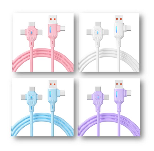65W PD câble de charge rapide, 5-Core Pure Copper, Silicone, Indicateur LED, 1m,La couleur et le logo sont personnalisables