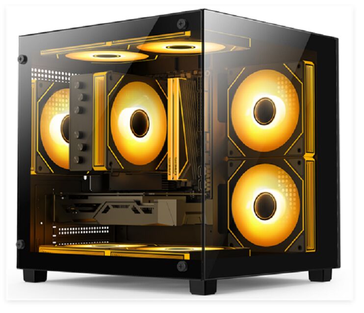 Casse PC en verre compact, Micro-ATX/ITX, refroidissement à l'eau de 240 mm, filtre à poussière supérieur, noir