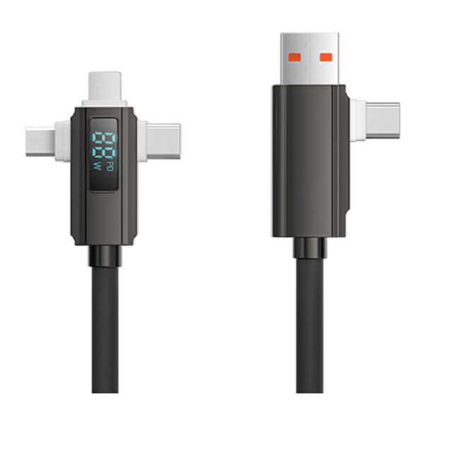 Cable de charge rapide en alliage de zinc et silicone avec affichage numérique, 65W C-C, 27W C-L, cuivre à 6 cœurs