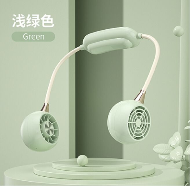 Ventilateur de cou à 3 vitesses, 1200 mAh, Type-C, 2 heures de charge, vert/rose/blanc