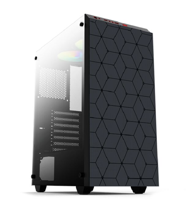 Boîtier PC Gaming ATX, Côté Verre Trempé, Double HDD/SSD, Support Multi-Ventilateurs