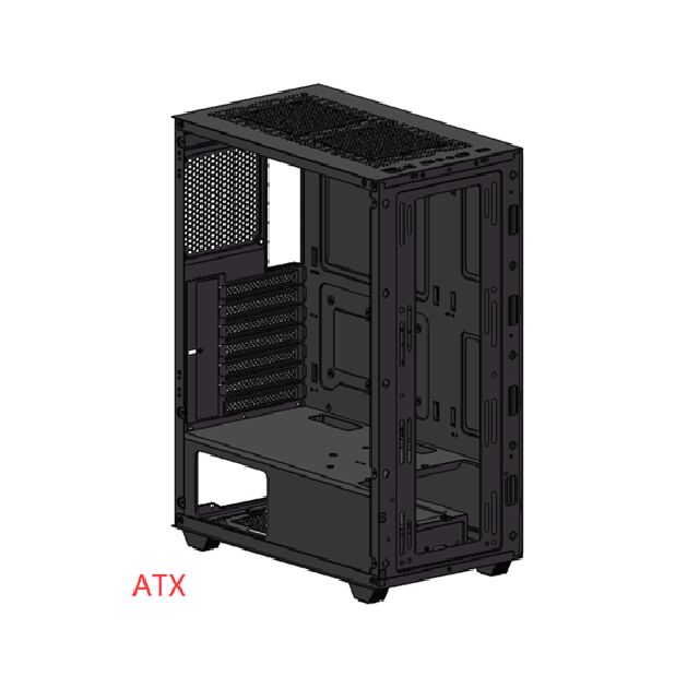Boîtier PC Gaming ATX, Côté Verre Trempé, Double HDD/SSD, Support Multi-Ventilateurs
