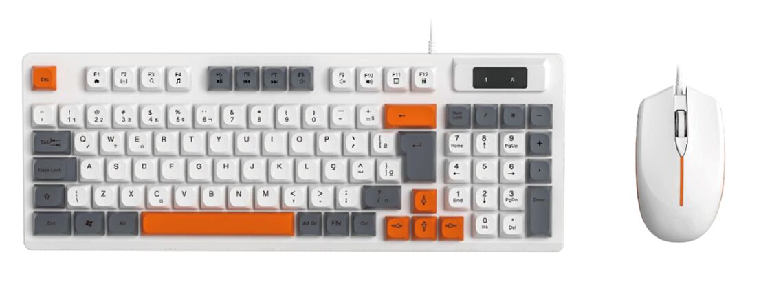 Clavier et souris filaires, 94 touches + souris de jeu 2400 DPI, bloc de couleurs