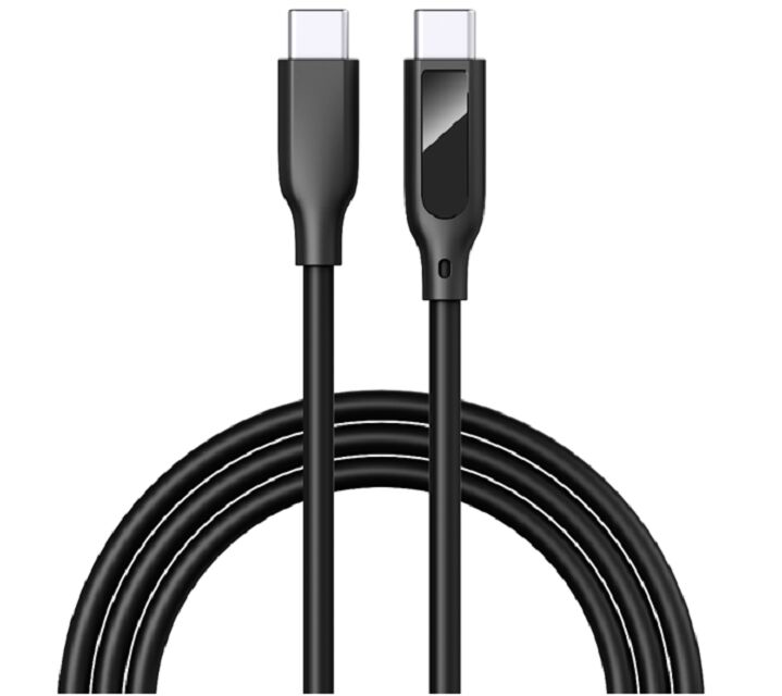 Câble USB-C avec affichage numérique, charge rapide 5A, silicone, 1m, tension/courant en temps réel
