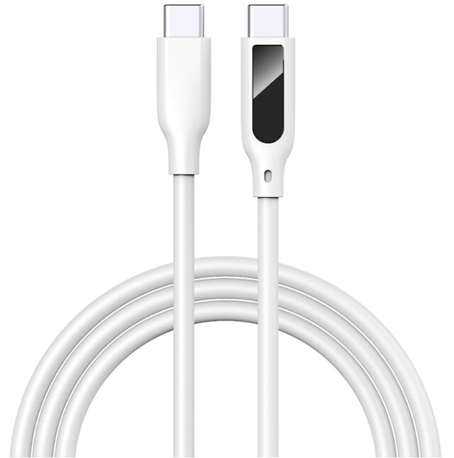 Câble USB-C avec affichage numérique, charge rapide 5A, silicone, 1m, tension/courant en temps réel