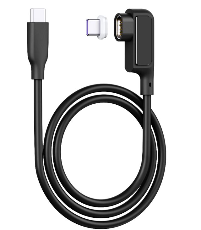 Câble USB-C Magnétique 5A avec Affichage Numérique, 0.5M, Silicone, Coude, 480Mbps, Noir/Blanc