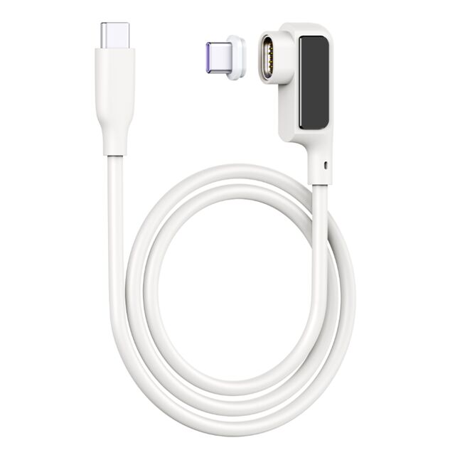 Câble USB-C Magnétique 5A avec Affichage Numérique, 0.5M, Silicone, Coude, 480Mbps, Noir/Blanc