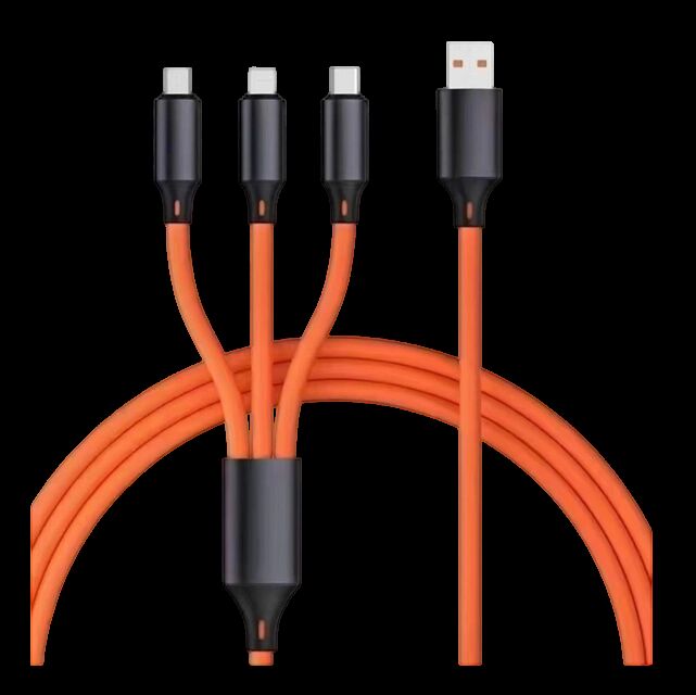 1Cable de recharge rapide en silicone de 2 m, 4 cœurs de cuivre pur, prise en alliage d'aluminium, multicolore