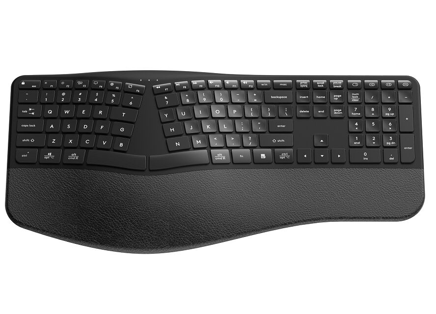 Clavier ergonomie à ciseaux en double mode avec repos du poignet, frappe silencieuse