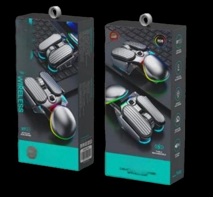 Souris sans fil silencieuse rechargeable, 6 touches, 4800 DPI, rétroéclairage RVB, double mode, métal argenté