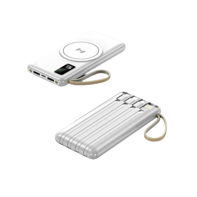 10000mAh de batterie sans fil avec 4 câbles, 3 couleurs