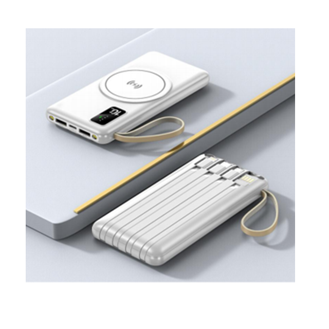 10000mAh de batterie sans fil avec 4 câbles, 3 couleurs