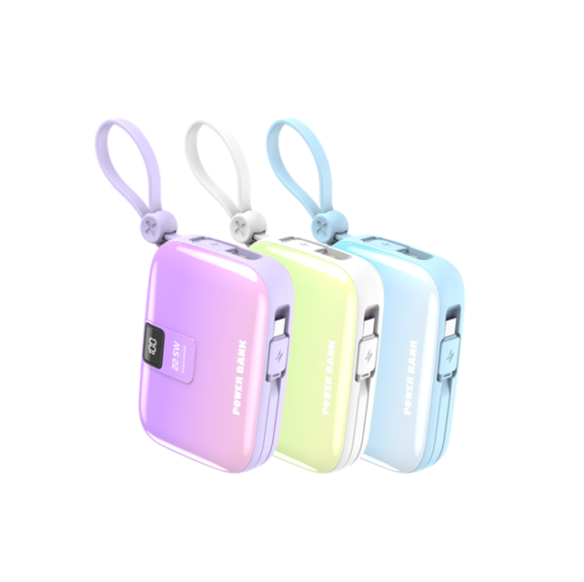 Banque d'alimentation dégradée de 10 000 mAh - Charge rapide de 22,5 W, double USB-C et Lightning, 3 couleurs