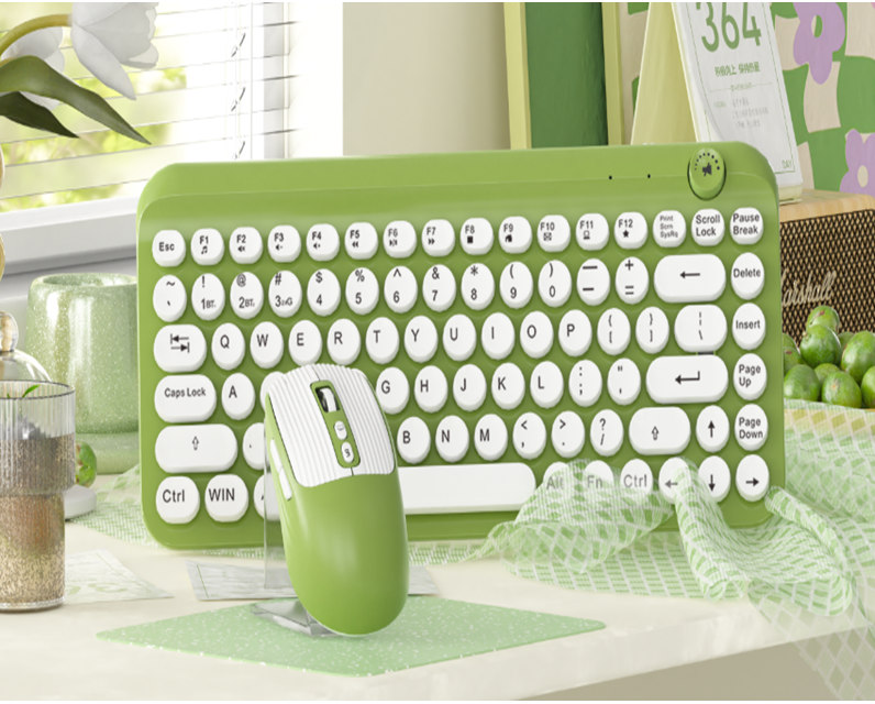 2.4G et BT Combo de souris clavier en double mode, plaque métallique à 78 touches + bouton rotatif, 500 mAh