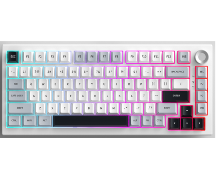 Clavier mécanique tri-mode à 81 touches, rétroéclairage RVB, type C/2.4G/Bluetooth