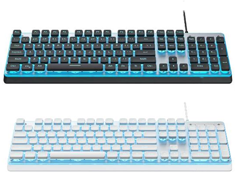 Clavier rétroéclairé tri-mode – Filaire/2,4 G/Bluetooth, 104 touches pleine taille, USB