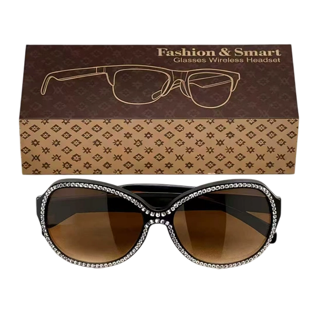 Lunettes audio intelligentes BT5.4, lentille à thé + appel TWS, lecture 6 heures, poids léger 38,5 g