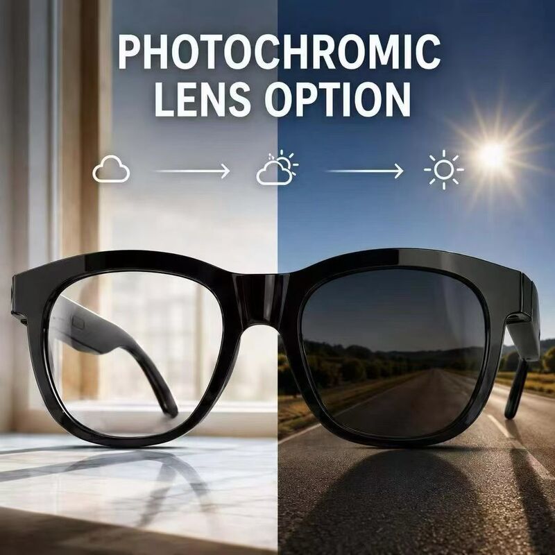 Bluetooth 5.4 Audio lunettes de soleil w/FM Type-C 6H Temps de jeu 38,5g Léger Multicolore