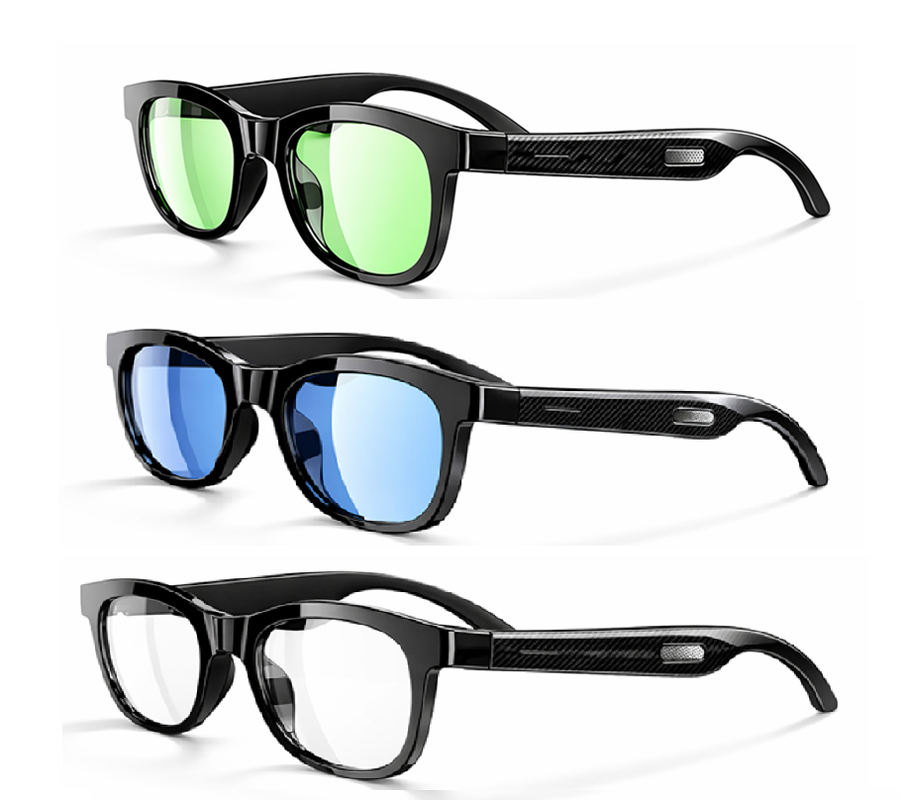Bluetooth 5.4 Audio lunettes de soleil w/FM Type-C 6H Temps de jeu 38,5g Léger Multicolore