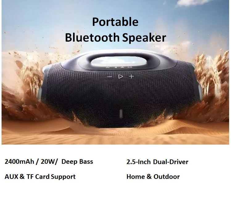 haut-parleur Bluetooth à double pilote de 20 W avec basse profonde, stéréo portable sans fil pour la maison et l'extérieur