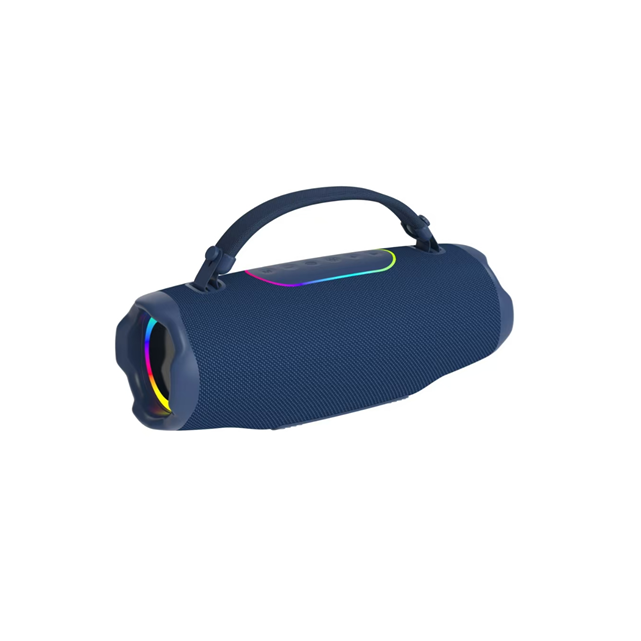 Haut-parleur de fête RGB 60W, basses profondes 2.1CH + lumières dynamiques, audio portable de bureau 3600mAh (Noir/Bleu/Gris)