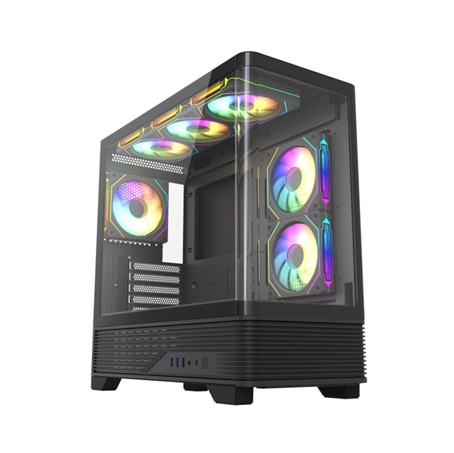 Panoramic Curved Glass PC Case,360mm AIO Support, 410mm GPU Clearance, M-ATX/ITX