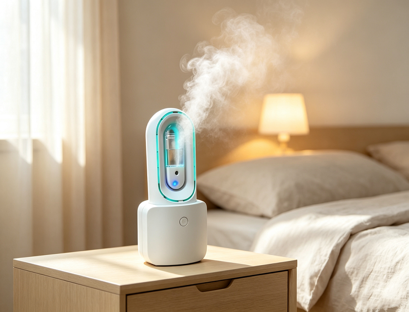 Ventilateur et humidificateur sans lame tactile 1600 mAh avec lumière chaude 6 couleurs