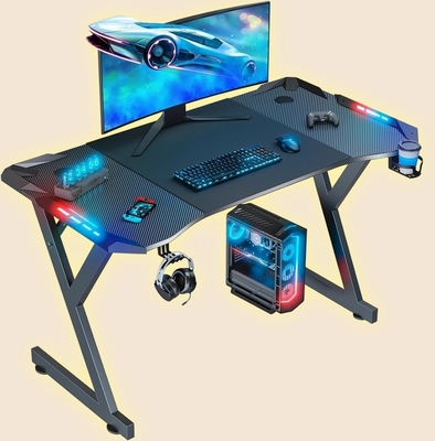 Bureau de jeu en fibre de carbone avec porte-gobelets et porte-écouteurs
