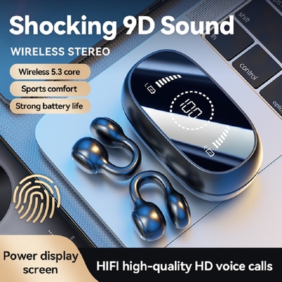 Bluetooth 5.3 écouteur Design de l'oreille entièrement ouverte 9D jeu de son surround Audio-synchronisation affichage numérique HIFI 1,5H Chargement 6H Single Playback