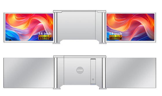 Moniteur portable FHD double de 14 pouces Compatible avec les ordinateurs portables de 13,5-16,5 pouces Dual Type-C Prise en charge de l'audio vidéo Mini HDMI HDR