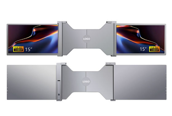 Moniteur portable FHD double de 15 pouces Léger 25,3 mm Épaisseur 1,63 kg Type-C + Mini Ports HDMI Prise en charge HDR 12 langues OSD